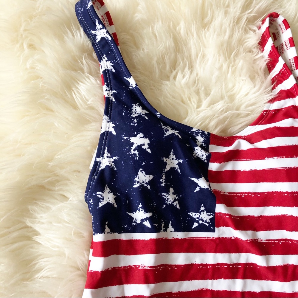 American Flag Patriotic One Piece Swimsuit XS, M - Picture 3 of 7